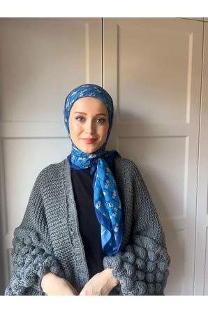 Çiçek Baharı Desen Bambu Eşarp
