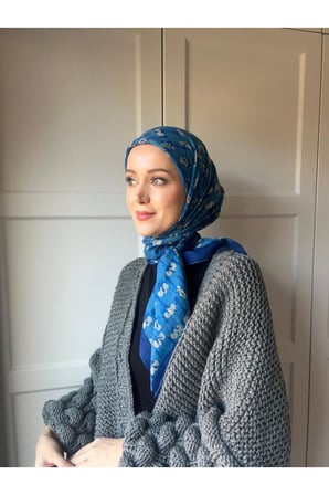 Çiçek Baharı Desen Bambu Eşarp