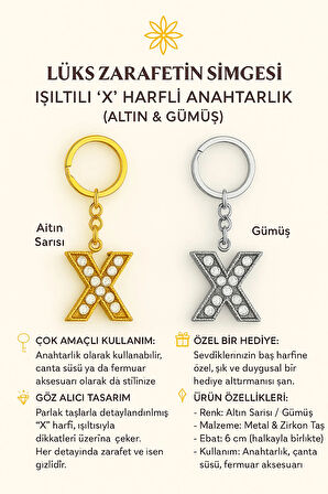 Işıltılı ‘X’ Harfli Anahtarlık – Lüks ve Anlamlı Bir Dokunuş