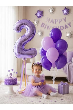1-9 Yaş Doğum Günü Balon Seti 32 İnç Folyo Rakam Balon ve 7'li Balon Standı