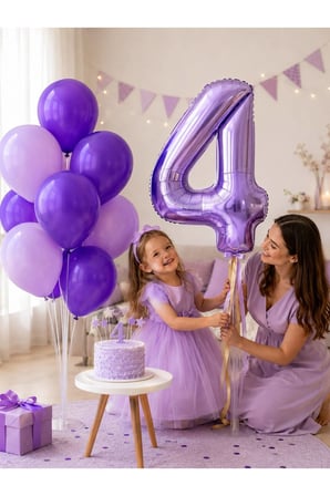 1-9 Yaş Doğum Günü Balon Seti 32 İnç Folyo Rakam Balon ve 7'li Balon Standı