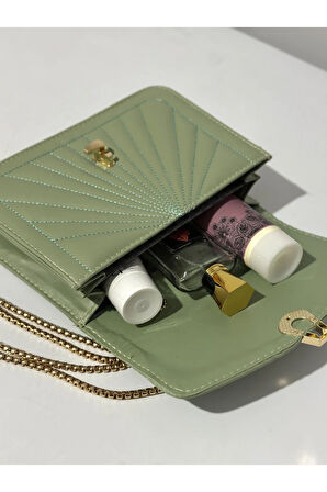 Tavuz nakış işlemeli 2 gözlü çapraz kilitli çanta