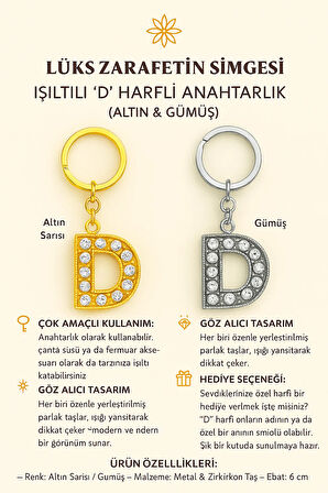Işıltılı ‘D’ Harfli Anahtarlık – Lüks ve Anlamlı Bir Dokunuş