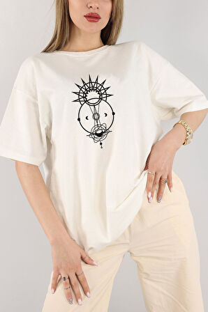 Unisex Tutulma Baskılı Oversize Boyfriend T-Shirt