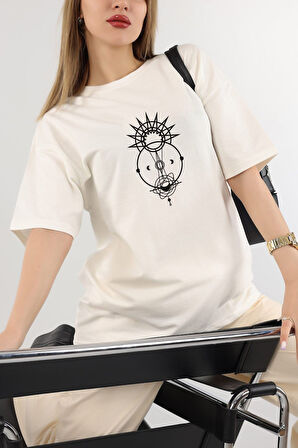Unisex Tutulma Baskılı Oversize Boyfriend T-Shirt