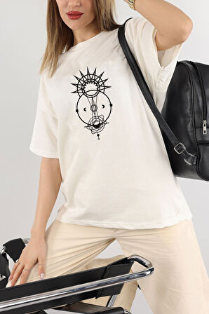 Unisex Tutulma Baskılı Oversize Boyfriend T-Shirt