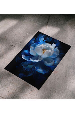 Çerçevesiz Poster, Dijital Baskı, Mavi Beyaz Şakayık , Ofis Salon Oturma Odası Dekorasyon , Poster