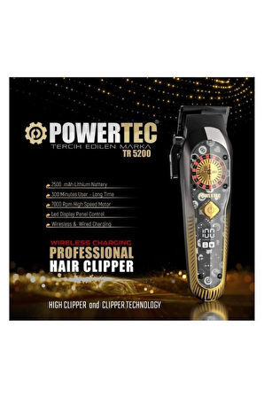 Powertec TR-5200 Wireless Şarjlı Profesyonel Saç Sakal Kesim Makinesi