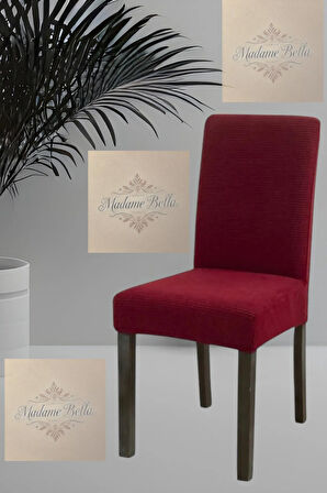 1 Adet Kare Desen Bordo Sandalye Kılıfı, Lastikli Tüylenmez Yıkanabilir 45x45x60 Ölç Sandalye Örtsü