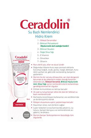 CERADOLİN Parfümsüz Su Bazlı Nemlendirici Krem 50 ml X 3 Adet