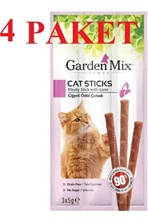 Garden Mix Ciğerli Kedi Stick Ödül 3 x 5 gr x 4 Adet