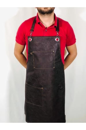 Leke Tutmaz Deri Kasap Önlüğü Yeni Trend Cafe Restoran Bar Garson Chef Deri Önlük