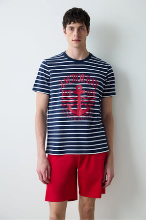Stripe Anchor Çok Renkli Şortlu Pijama Takımı