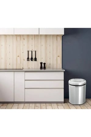 Döner Kapaklı Pratik Kapak Çöp Kovası 5 Lt Paslanmaz Banyo Tuvalet Balkon Teras Çöp Kovası