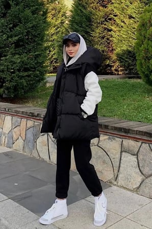 Kadın Oversize Şişme Yelek Mont