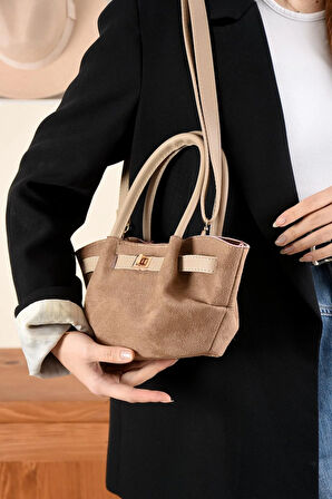 Kemer Detay Kadın Minik Nubuk El çantası