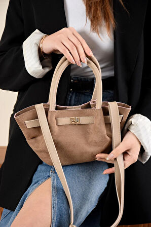 Kemer Detay Kadın Minik Nubuk El çantası