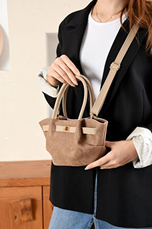 Kemer Detay Kadın Minik Nubuk El çantası