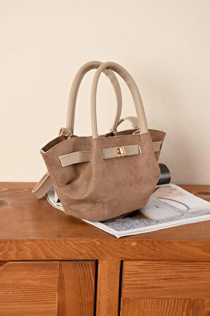 Kemer Detay Kadın Minik Nubuk El çantası