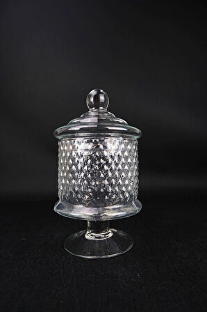 Cam Kapaklı Ayaklı Sunumluk ve Kurabiyelik 23 Cm C1-1-276