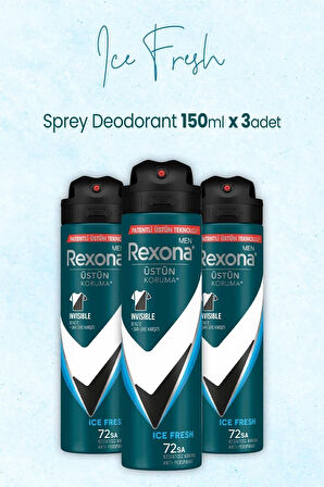 Men Invisible Ice Fresh Erkek Sprey Deodorant 3 X 150 ml