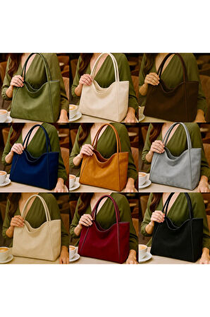 Lüks Suede Omuz ve Günlük Tote Çanta