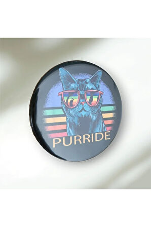 Purride Cat Gökkuşağı Buton Rozet