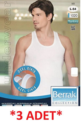 Berrak 1020 (XL-56) 3AD Formalı Erkek Özel Dikişli Atlet