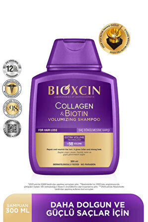 Collagen & Biotin Ekstra Hacim Şampuanı 300 Ml - Kolajen Biotin İnce Seyrek Saçlar 5'li