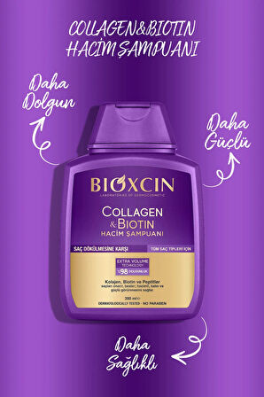 Collagen & Biotin Ekstra Hacim Şampuanı 300 Ml - Kolajen Biotin İnce Seyrek Saçlar 5'li