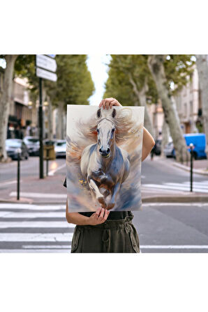 Çerçevesiz Poster Dijital Baskı At " Beyaz" - 50x70