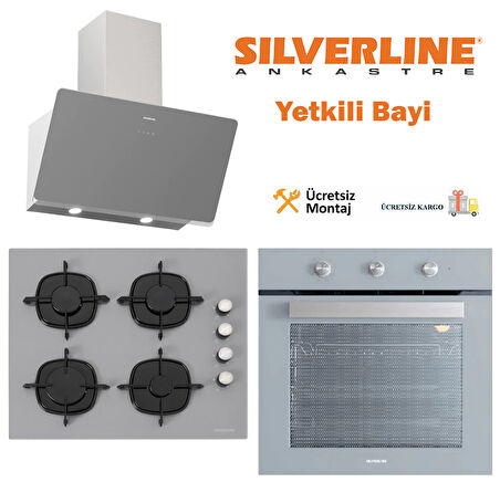 Silverline BO6503S01 - CS5335S01 - 3457 Soho 60 Gri Cam Ankastre Set