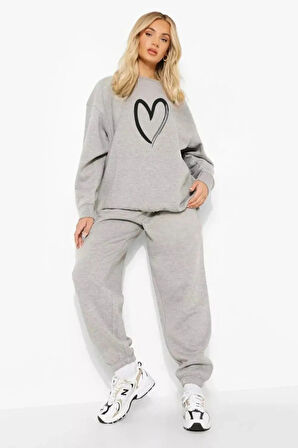 Eşofman Takımı - Baskılı Takım Jogger Sweatshirt