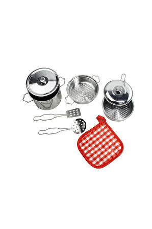 Tencere Tava Yemek Pişirme Oyuncak Mutfak Seti 8 Parça