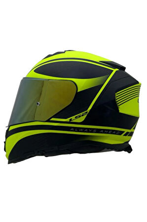STORM 2 DODGER MAT SİYAH-NEON SARI KASK MAVİ CAM