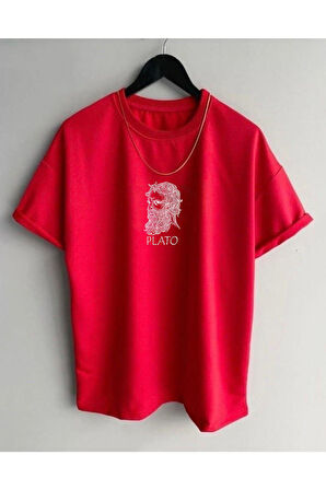Azurco Oversize Plato Baskılı Siyah Tshirt