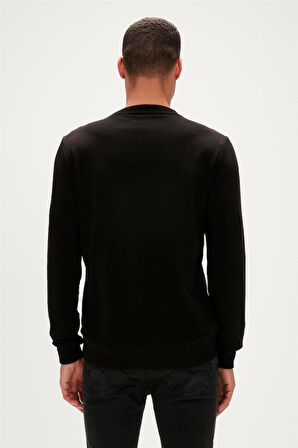 23.02.12.023-Night Story Erkek Sweatshirt Erkek Siyah Sweatshirt