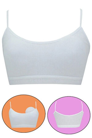 6'lı Dondeza Genç Kız Pedli Pastel Renk Ip Askı Alıştırma Sütyeni Yarım Atlet Büstiyer