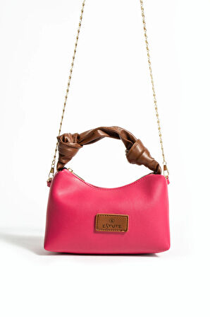 Kadın Soft Deri Düğüm Detaylı Kulplu Zincir Askılı Mini El Omuz Baget Çanta