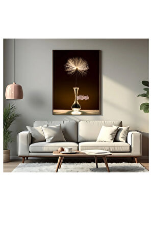 Çerçevesiz Poster Cam Vazo ve Karahindiba Çiçeği