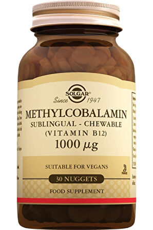 Solgar Methylcobalamin B12 1000 mcg 30 Dilaltı Tableti
