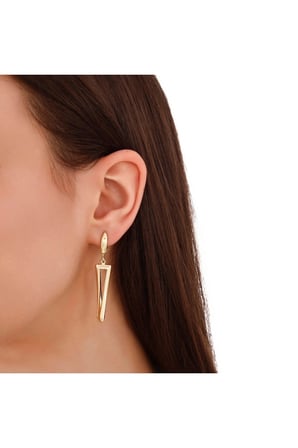 Altın Sallantılı Tasarım Küpe - 14K