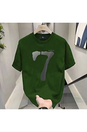 7 Sport Baskılı Siyah Erkek Tshirt
