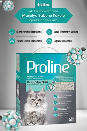 Proline Aktif Karbon Tanecikli Marsilya Sabunu Kokulu Kedi Kumu 4X6 lt