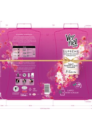 Vernel Max Konsantre Çamaşır Yumuşatıcısı 2 X 1200ml (100 YIKAMA) Supreme Blossom