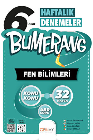 6. Sınıf Bumerang 32 Haftalık Fen Bilimleri Denemeleri - Günay Yayınları