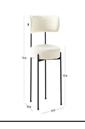 4 Sandalye 1 Adet 90 Cm Çap Masa Teddy Pufuduk Kumaş Salon Mutfak Balkon