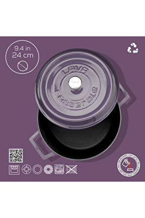 Lava Döküm Yuvarlak Tencere. Trendy Çap(Ø) 24cm.