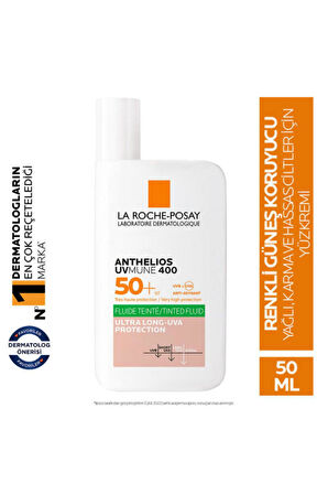 La Roche Posay Anthelios Oil Control Fluid SPF+50 Yağlı Ciltler için Akışkan Renkli Yüz Güneş Kremi