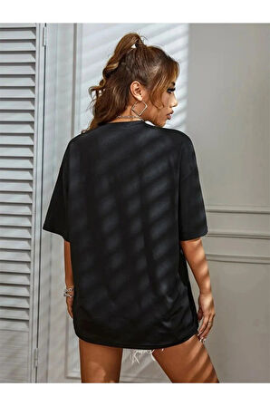 I Hate Mornings Sevimli Kediler Baskılı Oversize T-shirt